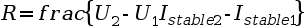 R = frac\{U_2-U_1}{I_{stable2}-I_{stable1}} 